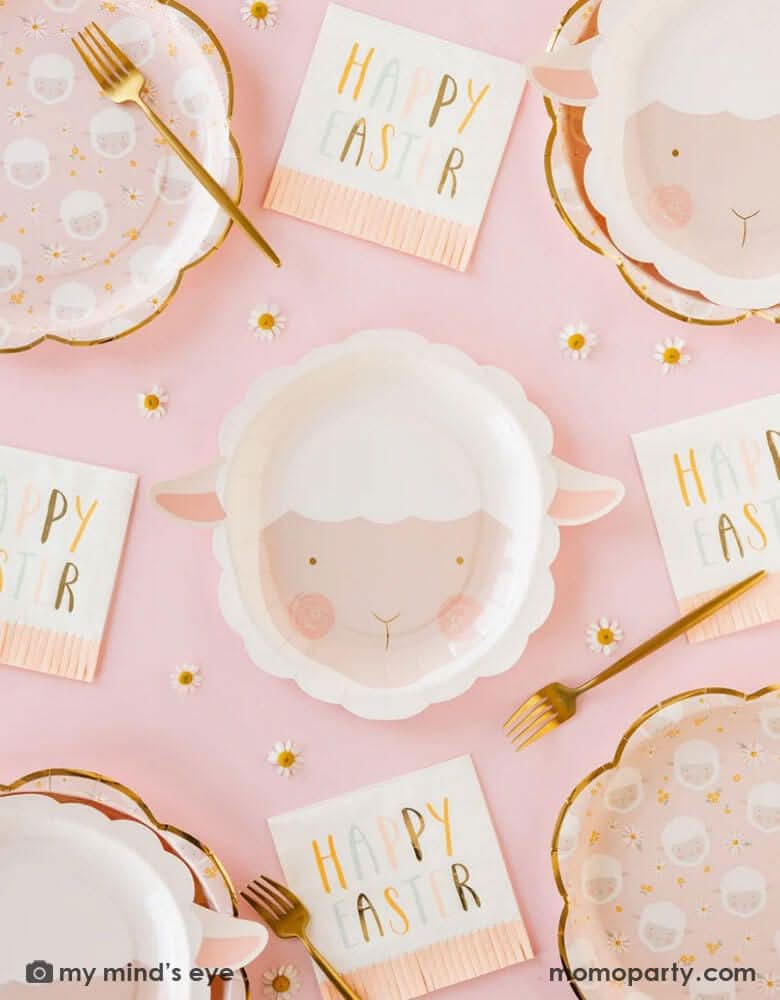 Scattered Lamb Paper Plates – 10" Party Set of 8