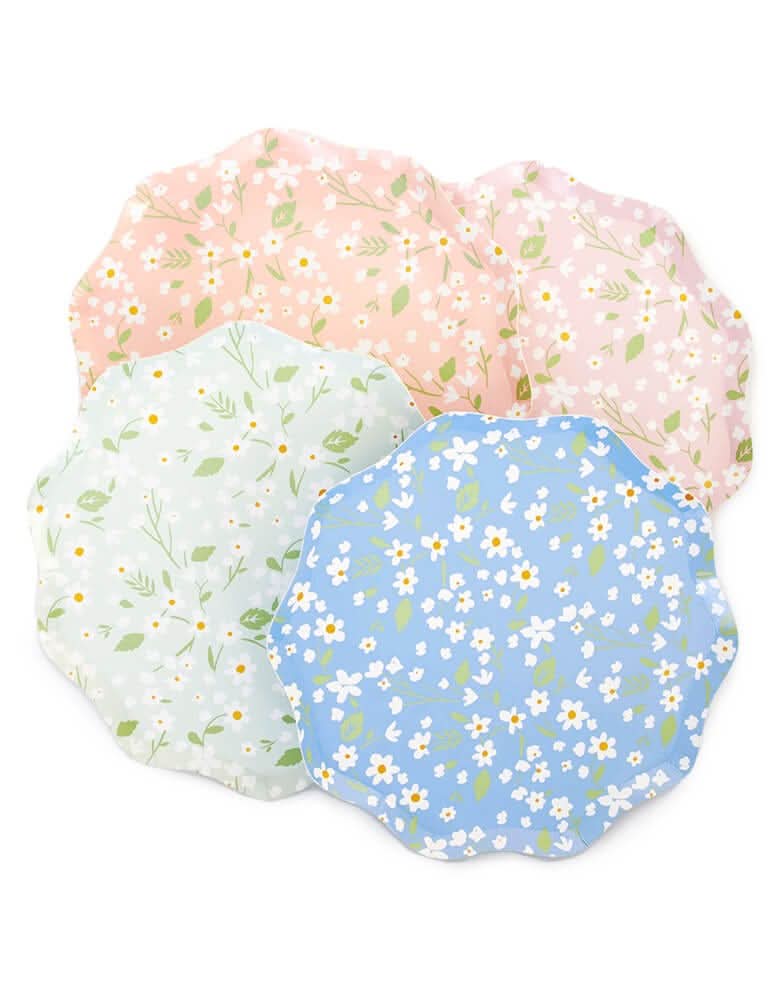 Ditsy Floral Paper Side Plates – 8.5" Party Set of 12 (4 Colors)