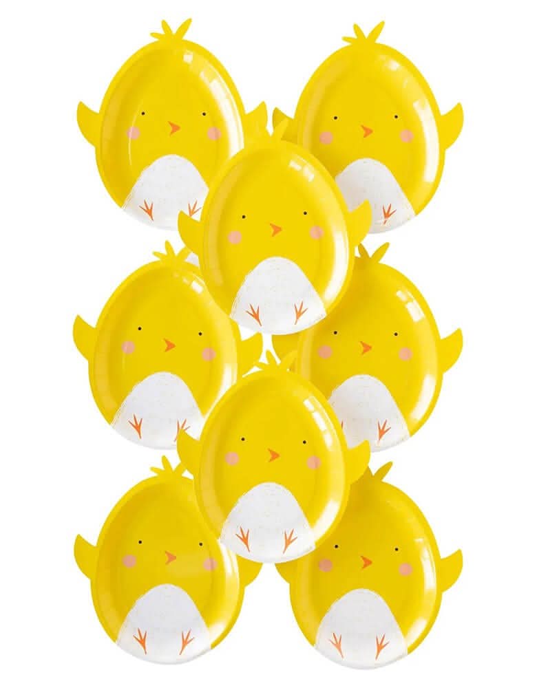 Easter Chick Shaped Plates – 9" x 10" Paper Party Set of 8