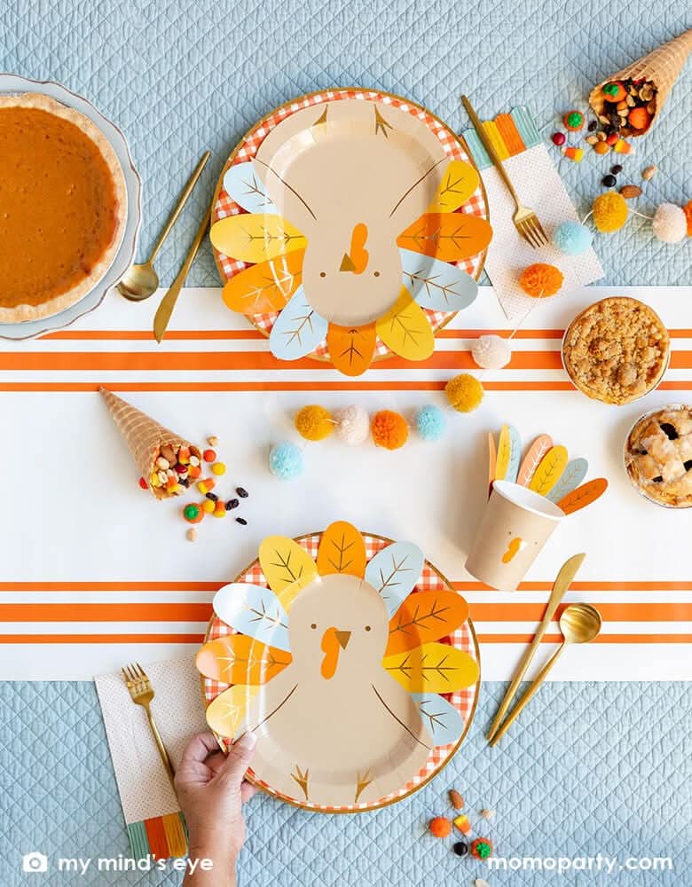Thanksgiving Harvest Turkey Cups – 8 oz Paper Set of 8 with Feathers