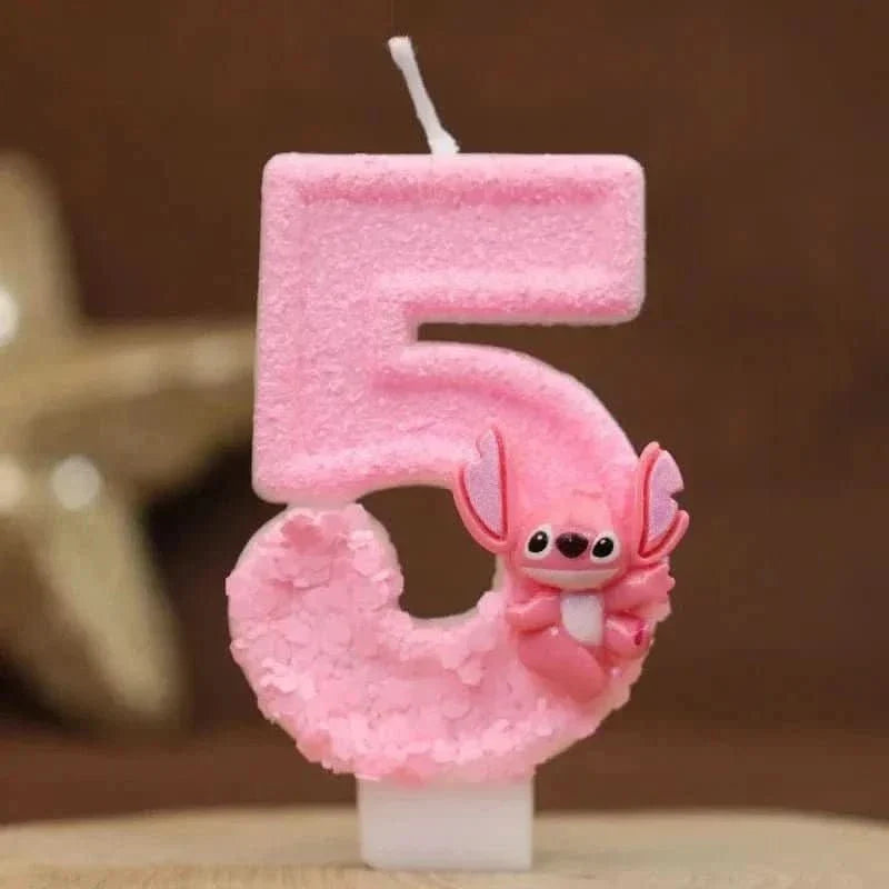 Pink Cartoon Number Candles 0–9 – Birthday Cake Decoration for Children Parties