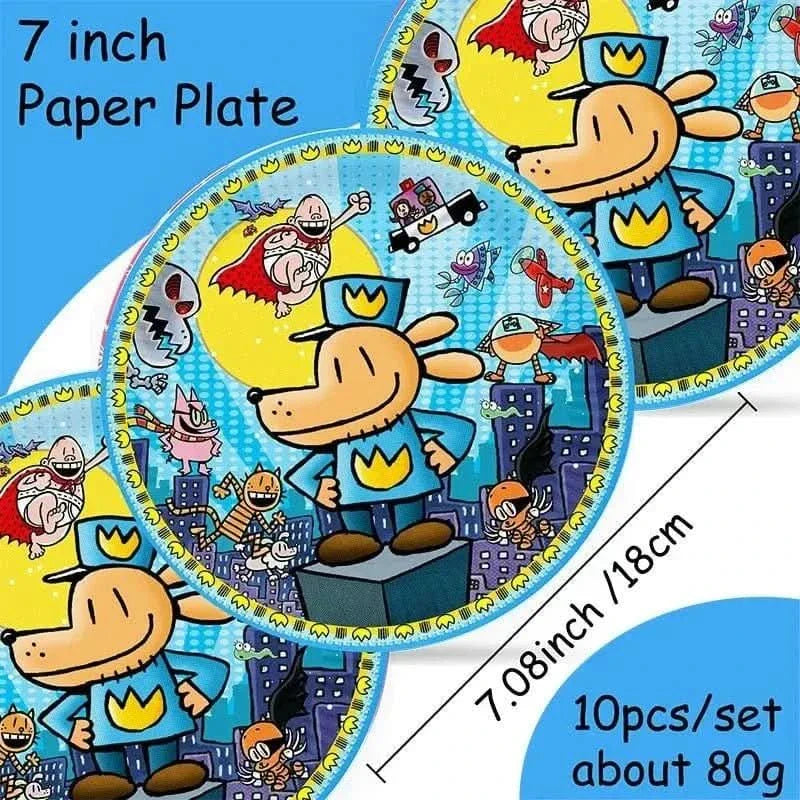 Cartoon Dog Party Tableware Kit – Eco-Friendly Disposable Plates, Cups & Decorations