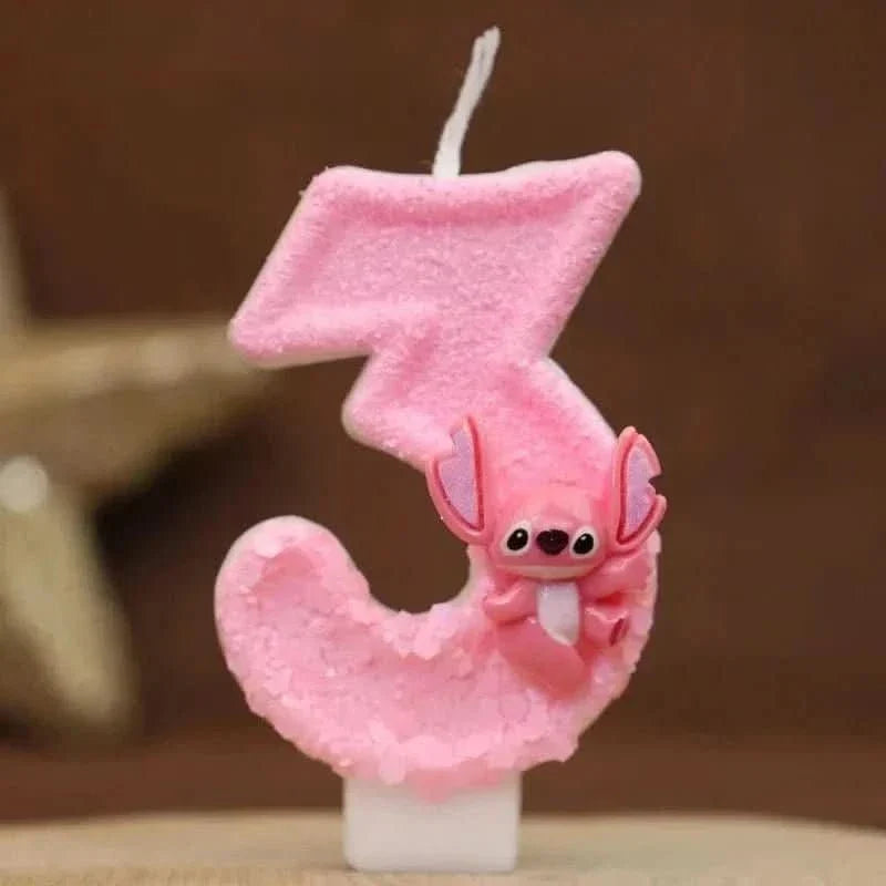 Pink Cartoon Number Candles 0–9 – Birthday Cake Decoration for Children Parties