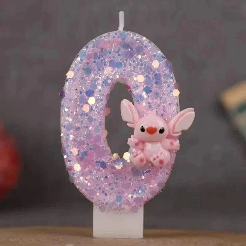 Pink Cartoon Number Candles 0–9 – Birthday Cake Decoration for Children Parties