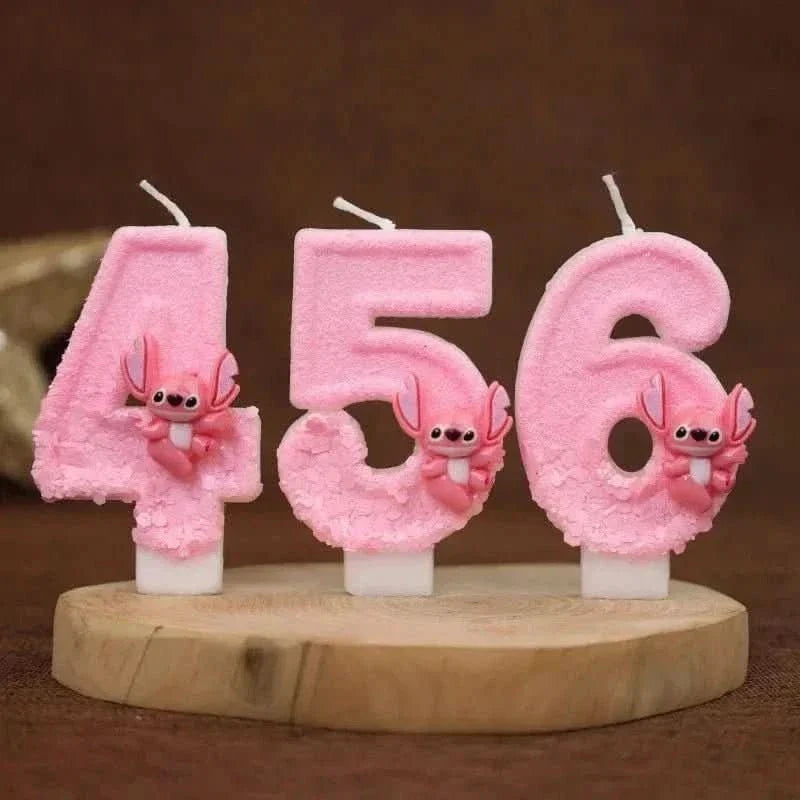 Pink Cartoon Number Candles 0–9 – Birthday Cake Decoration for Children Parties