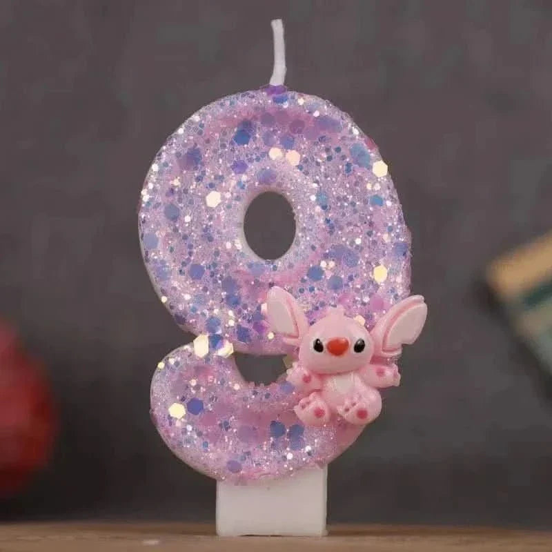 Pink Cartoon Number Candles 0–9 – Birthday Cake Decoration for Children Parties