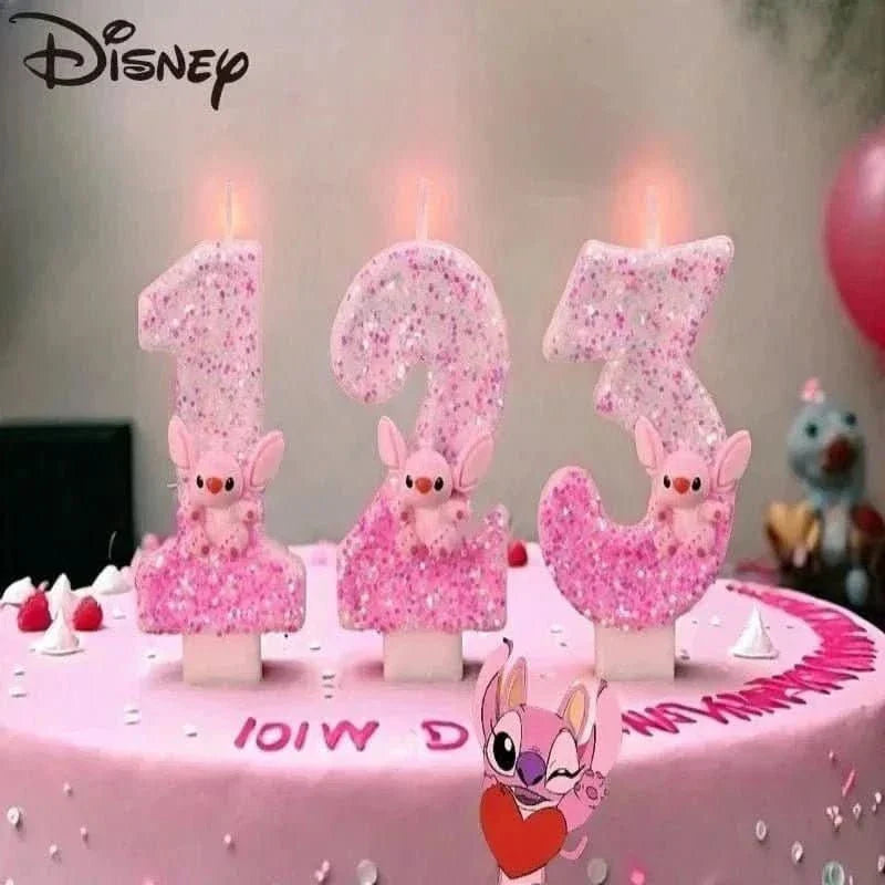 Pink Cartoon Number Candles 0–9 – Birthday Cake Decoration for Children Parties