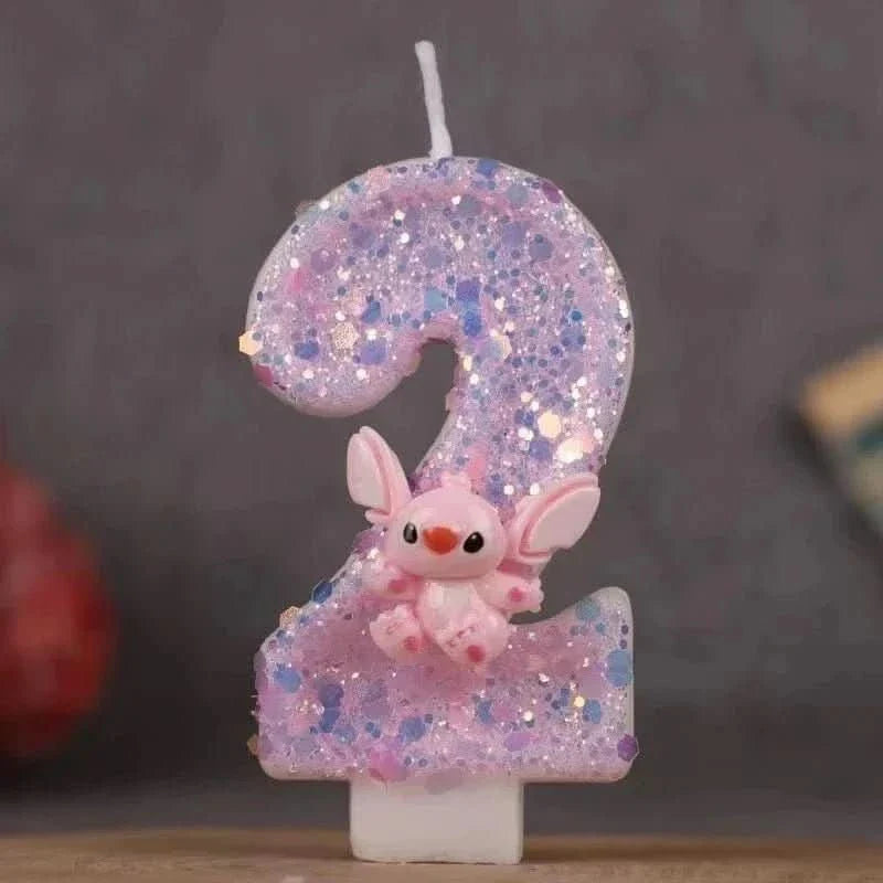 Pink Cartoon Number Candles 0–9 – Birthday Cake Decoration for Children Parties