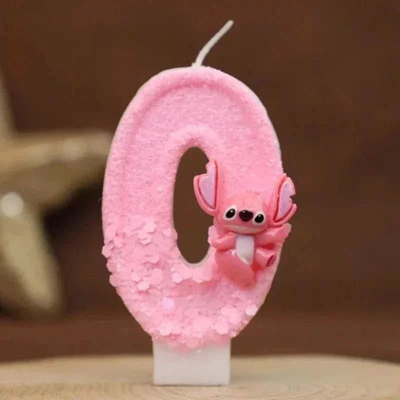 Pink Cartoon Number Candles 0–9 – Birthday Cake Decoration for Children Parties