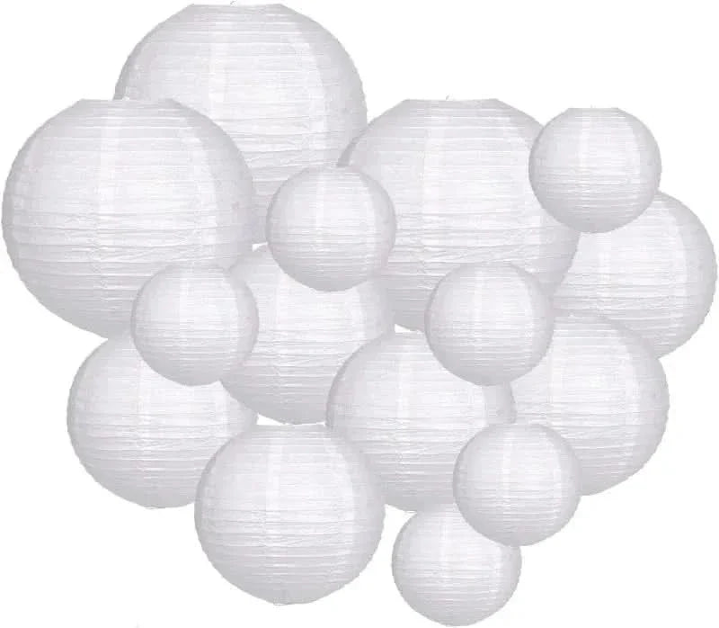 15Pcs Sage Green Paper Lantern Set – Round Hanging Party Decorations