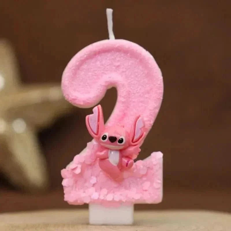 Pink Cartoon Number Candles 0–9 – Birthday Cake Decoration for Children Parties