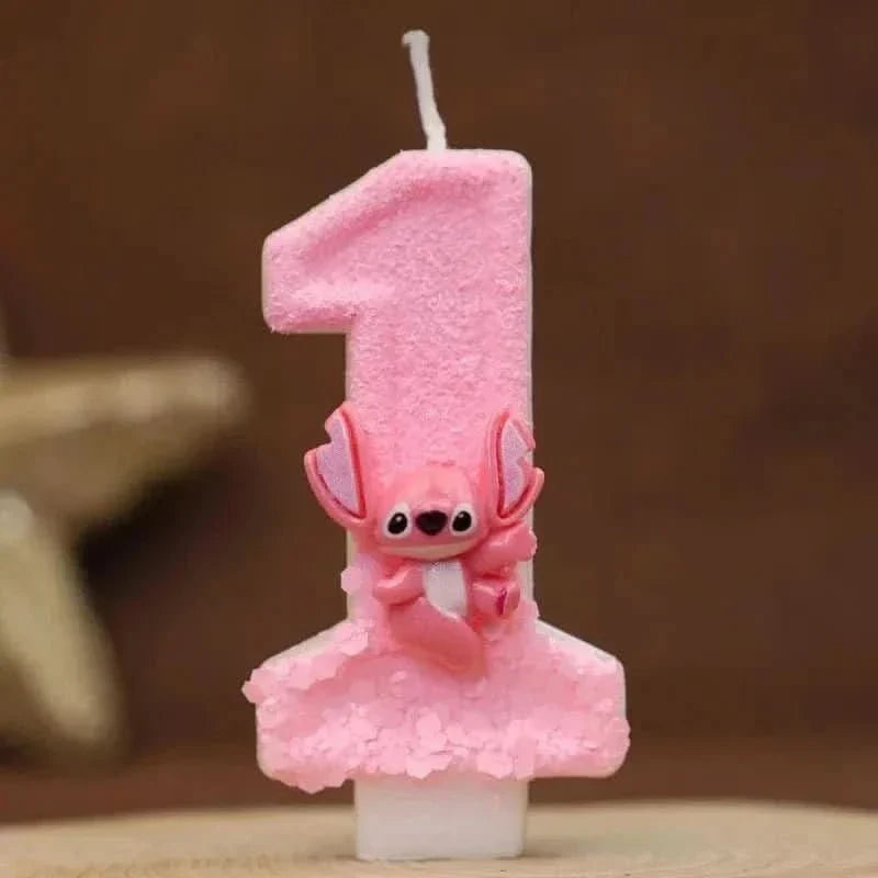 Pink Cartoon Number Candles 0–9 – Birthday Cake Decoration for Children Parties