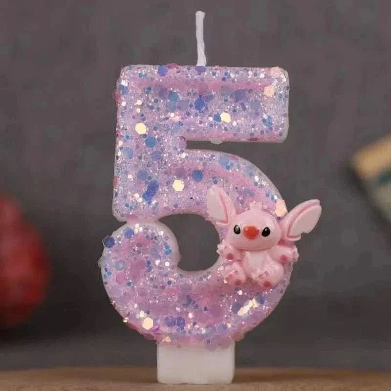 Pink Cartoon Number Candles 0–9 – Birthday Cake Decoration for Children Parties