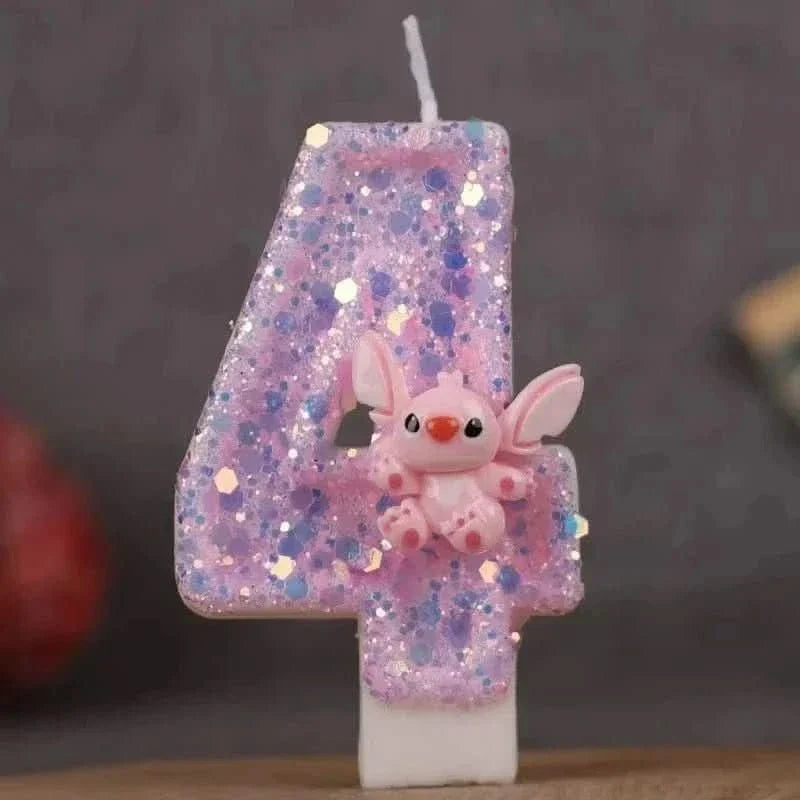 Pink Cartoon Number Candles 0–9 – Birthday Cake Decoration for Children Parties
