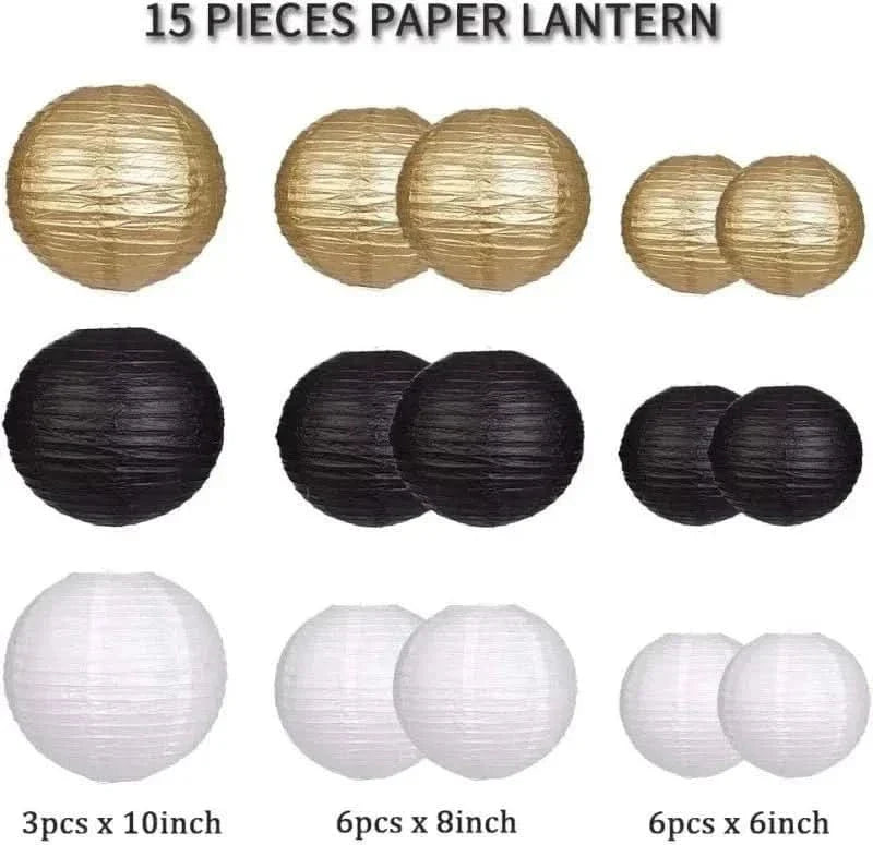 15Pcs Sage Green Paper Lantern Set – Round Hanging Party Decorations