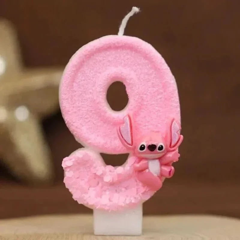 Pink Cartoon Number Candles 0–9 – Birthday Cake Decoration for Children Parties