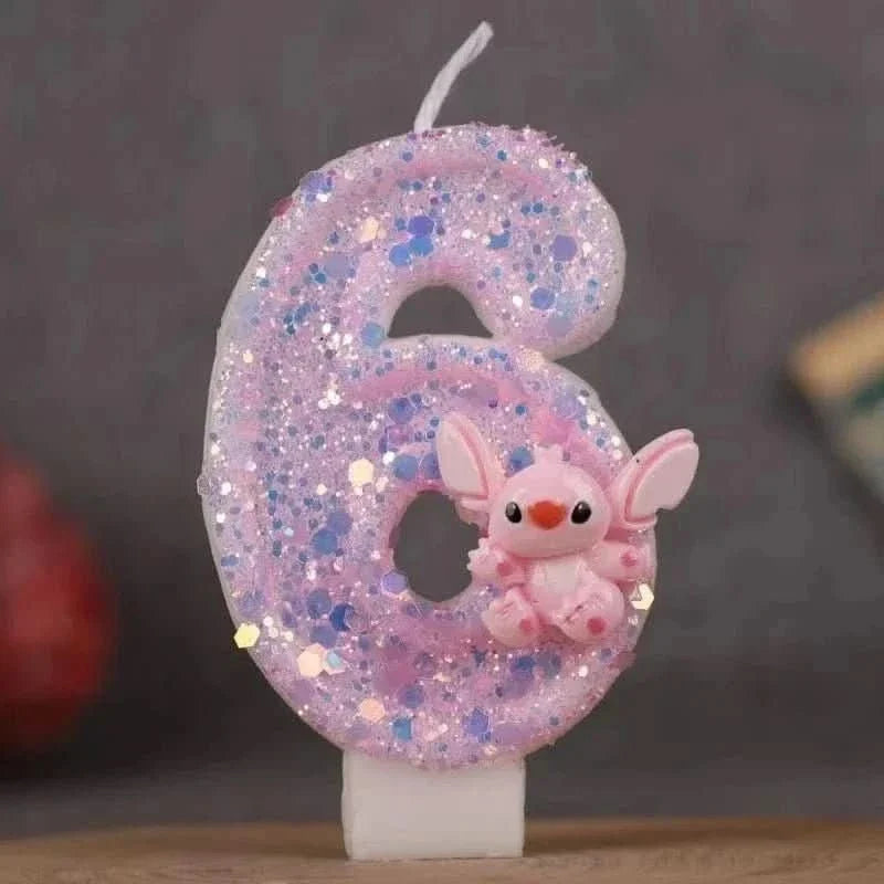 Pink Cartoon Number Candles 0–9 – Birthday Cake Decoration for Children Parties