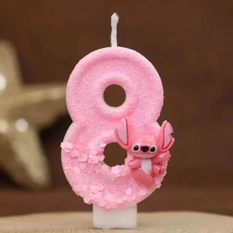 Pink Cartoon Number Candles 0–9 – Birthday Cake Decoration for Children Parties