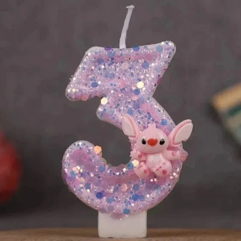 Pink Cartoon Number Candles 0–9 – Birthday Cake Decoration for Children Parties