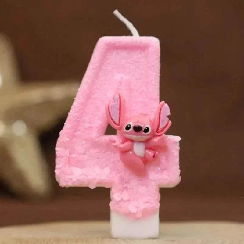 Pink Cartoon Number Candles 0–9 – Birthday Cake Decoration for Children Parties