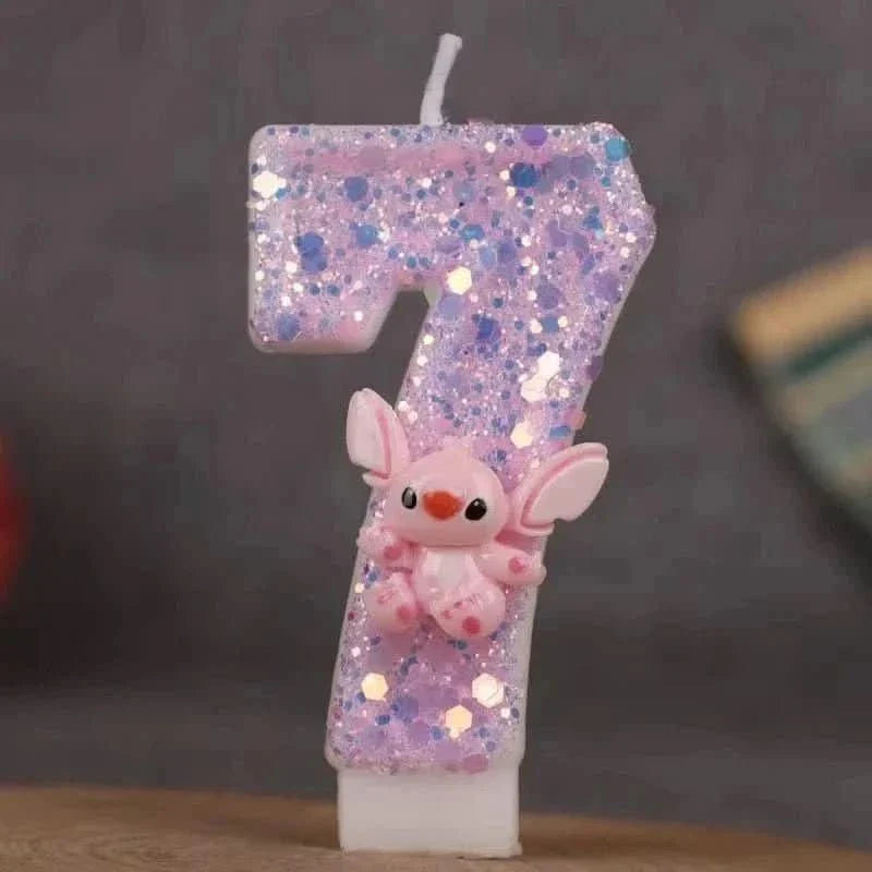 Pink Cartoon Number Candles 0–9 – Birthday Cake Decoration for Children Parties