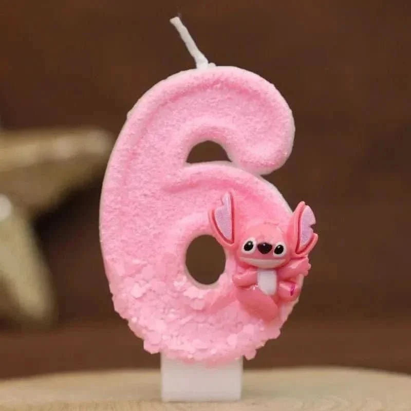 Pink Cartoon Number Candles 0–9 – Birthday Cake Decoration for Children Parties