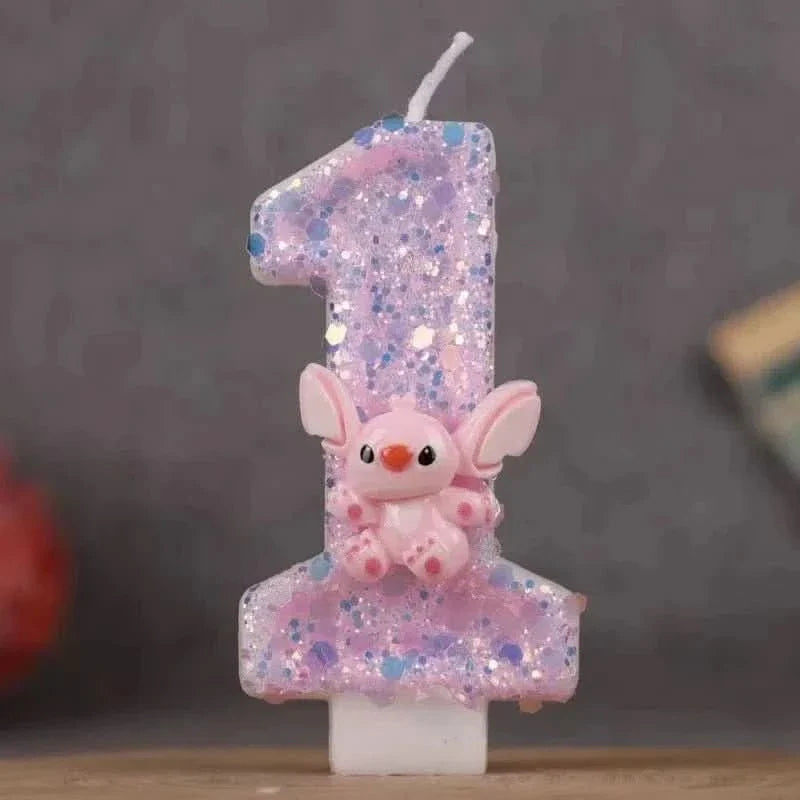 Pink Cartoon Number Candles 0–9 – Birthday Cake Decoration for Children Parties