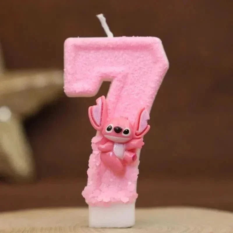 Pink Cartoon Number Candles 0–9 – Birthday Cake Decoration for Children Parties