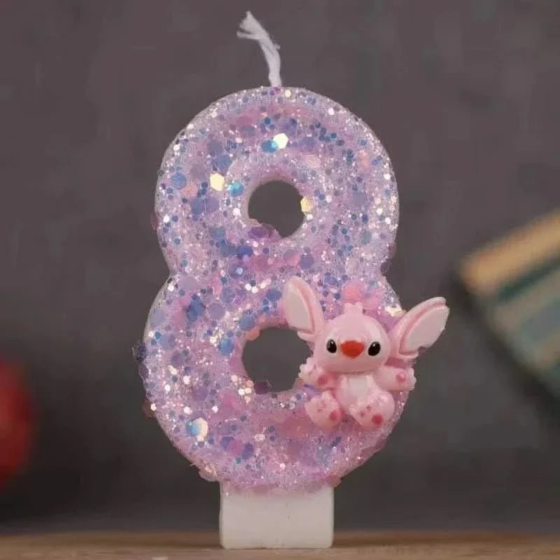 Pink Cartoon Number Candles 0–9 – Birthday Cake Decoration for Children Parties