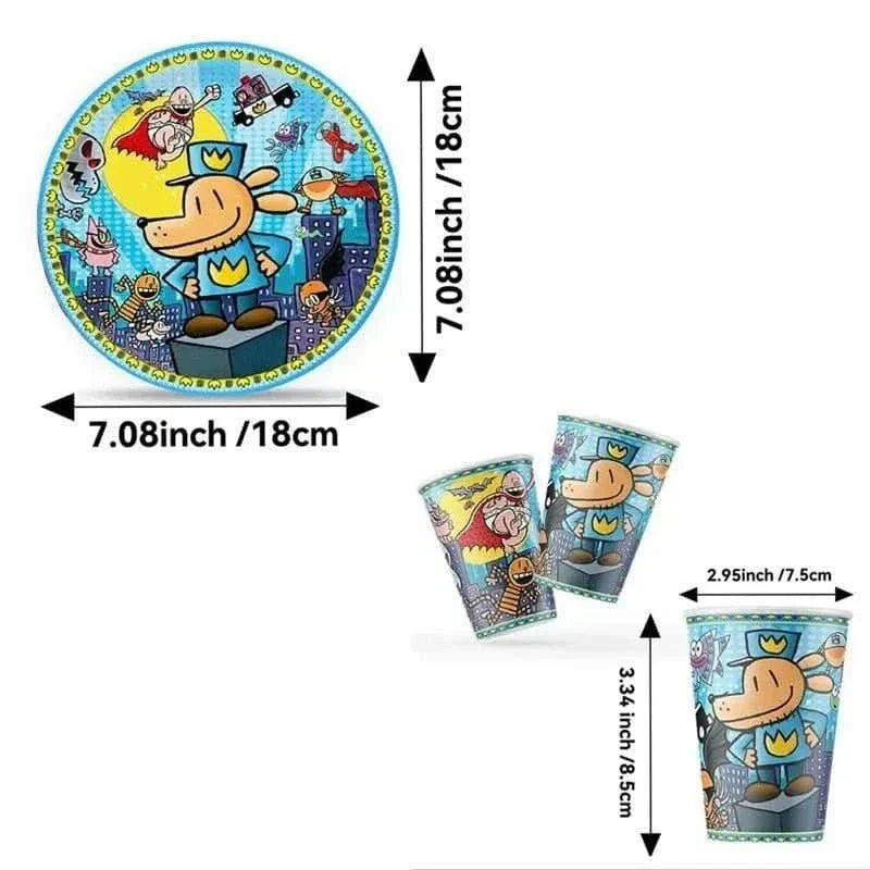 Cartoon Dog Party Tableware Kit – Eco-Friendly Disposable Plates, Cups & Decorations