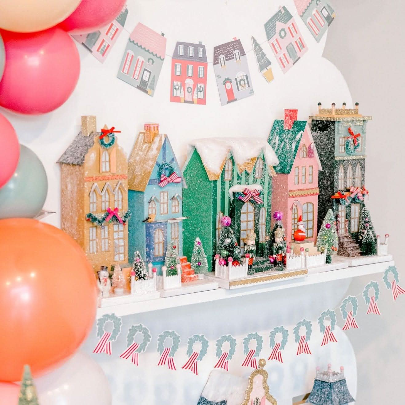 Holiday Village House , Vintage Santa Townhouse Christmas Decoration, 12.5 in
