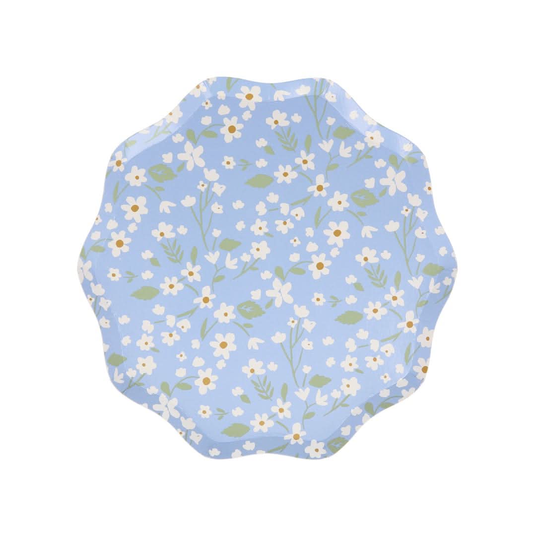 Ditsy Floral Paper Side Plates – 8.5" Party Set of 12 (4 Colors)